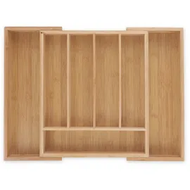 Relaxdays Besteckkasten Bambus ausziehbar 31-48 x 37 cm Braun