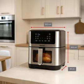 Alpina XXL - Heißluftfritteuse 8 Liter - Air Fryer mit digitalem Touchscreen - einstellbare Temp... - Silber