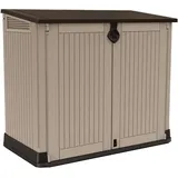 Dmora - Gartenschrank Briantino, Gartenmöbel, Mehrzweck-Gartenschrank, Container für Balkon oder Garage, 132x72 h114 cm, Beige