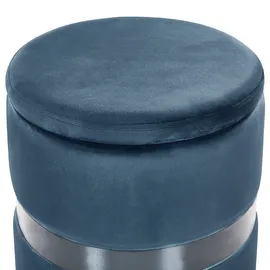 Beliani Pouf mit Stauraum 2er Set DORIS Samtstoff Blau