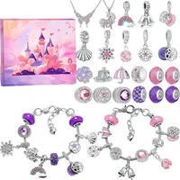 Adventskalender 2025 Mädchen, Weihnachtskalender Schmuck Kinder mit 2 Charm-Armbänder + 2 Halsketten Set, DIY Weihnachten Geschenk für Teenager ...