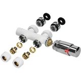 ECD Germany LuxeBath Ventil-Armaturen Set Multiblock Weiß Durchgangsform mit Thermostat