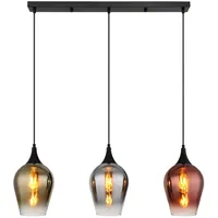MeineWunschleuchte Ausgefallene LED Pendelleuchte 3-flammig, Glasschirme bunt, Breite 83cm