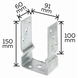 GAH Alberts U-Pfostenträger 91 x 150 x 60 mm Stahl feuerverzinkt