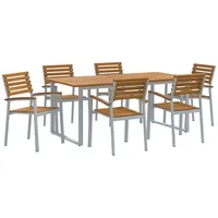 VidaXL 7-teiliges Garten-Diningset aus massivem Akazienholz und Metall