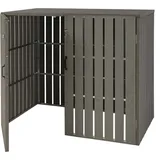 Xl 2er-/4er-wpc-mülltonnenverkleidung Hhg 984, Mülltonnenbox, Metall Holzoptik, Erweiterbar Grau