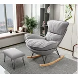 JVmoebel Schaukelsessel Designer Stuhl Polster Relax Textil Hocker Einsitzer Club Sofa, Made in Europa grau