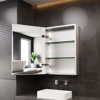 Badezimmerspiegel Hängespiegel Spiegelschrank Bad 3 Fächern Alu Rahmen 70x50x13