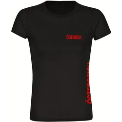 multifanshop Damen T-Shirt - Österreich - Brust & Seite - Druck rot - Frauen