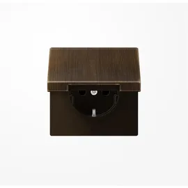 Jung Schuko-Steckdose Klappdeckel Messing Antik