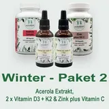 Acerola  Extrakt, Vitamin D3+K2 & Zink plus Vitamin C als Winter Paket 2