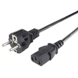 PremiumCord kpsp2r Netzkabel 230V 2m, Stromkabel mit Schutzkontakt auf Kaltgerätebuchse C13, IEC 320, PC Netzkabel 3 Polig, Farbe schwarz