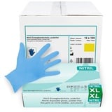 Hypafol Nitril-Handschuhe S-XL, Puderfrei I (1000-St) mit Rollrand, Finger texturiert blau XL