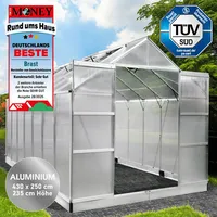 Brast Gewächshaus Alu Silber ESG 6 mm 10,75 m2
