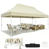 Fijinhom Pavillon 3x6 Wasserdicht Stabil Winterfest, Faltpavillon 3x3 Höhenverstellbar, Pop Up Pavillon UV Schutz 50+,Partyzelt Gartenpavillon Für Outdoor, Beige