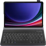 Cazy Tastatur Hülle Kompatibel mit Samsung Galaxy Tab S9 / S9 FE - Schutz Etui mit magnetisch Abnehmbarer (US, Samsung Galaxy Tab S9, Samsung Galaxy Tab S9 FE), Tablet Tastatur, Schwarz