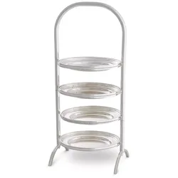 Casa Padrino Luxus Etagere mit Tragegriff Silber 21 x 18,5 x H. 47,5 cm - Gastronomie Accessoires - Restaurant Accessoires - Hotel Accessoires - Luxus Accessoires - Luxus Qualität