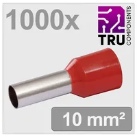 TRU Components TC-13377220 Aderendhülse 10 mm2 Teilisoliert Rot 1000