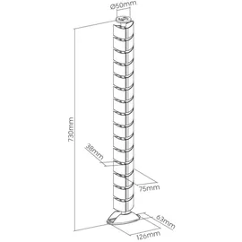 InLine InLine® Kabelkanal flexibel, vertikal für Tische, 2 Kammern, 0,80m, weiß