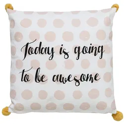 Bloomingville Kissen Phrase aus Baumwolle, 40 x 40 cm, weiss