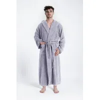 Bruno Banani Herrenbademantel BRUNO BANANI "Danny, Normallänge & Überlänge, auch in extra lang, Hotelbademantel" Gr. XXL, grau, L:145cm, Walkfrottee, Hausmäntel, mit Logostreifen, Herren Bademantel aus 100% Baumwolle, S-4XL
