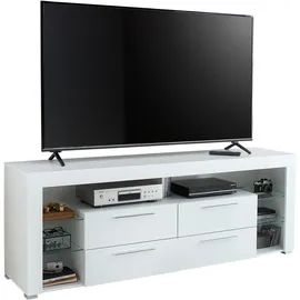 Stolkom Goal TV-Lowboard 179 x 67 x 44 cm Weiß Glas/Kunststoff/Metall/MDF/Spanplatte