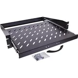 InLine 19" Fachboden ausziehbar, 350mm, 30kg, 2HE, RAL 9005 schwarz