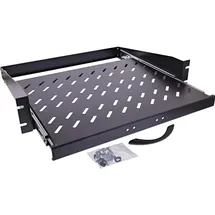 InLine 19" Fachboden ausziehbar, 350mm, 30kg, 2HE, RAL 9005 schwarz