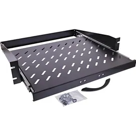 InLine 19" Fachboden ausziehbar, 350mm, 30kg, 2HE, RAL 9005 schwarz