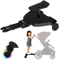 lionelo Buggy Board Universale Kinderwagen-Mitfahrbrett mit Sitz oder Stehoption, bis 25 kg, - Schwarz