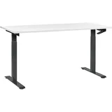 Beliani Höhenverstellbarer Schreibtisch mit Kurbel weiß/schwarz 160x72 cm DESTINES