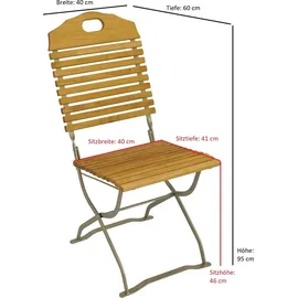 DEGAMO Kurgarten - Garnitur BAD TÖLZ 5-teilig (4x Stuhl, 1x Tisch 100cm rund), Flachstahl verzinkt + Robinie, klappbar