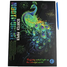 Pracht Creatives Hobby Kratzbild Pfau 4 St. 28,5 x 21 cm Blau