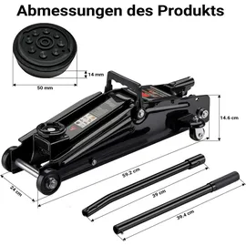 Wiltec Rangierwagenheber Stahl schwarz 13,5-40 cm