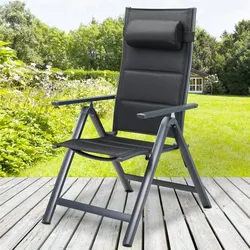 CASARIA® Alu Gartenstühle 4er Set Gepolstert 8-Fach Verstellbar Anthrazit