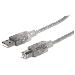 1St. Manhattan USB Hi-Speed USB Kabel Durchsicht. Silber 5m