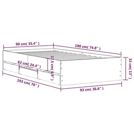 vidaXL Bettgestell 90 x 190 cm Schwarz