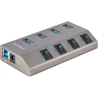Startech 5G4AIBS-USB-HUB-EU Hub with Individual On/Off Switches, USB 3.0 5Gbps Expansion Hub, Grau