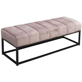 Wohnling Sitzbank Sitzbank Samt Rosa 108x40x40 cm Flur Polsterbank mit Metallgestell, (Design Bettbank Schlafzimmer Gesteppt, Flurbank Garderobenbank), Design Bettbank Schlafzimmer Gesteppt, Flurbank Garderobenbank rosa