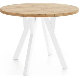 WFL GROUP Runder Ausziehtisch 80-160 x 77 cm braun
