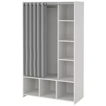 VCM Kit Kleiderschrank mit Vorhang hellgrau.