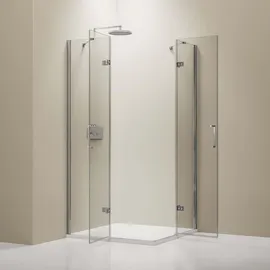 Bernstein EX809 Eckdusche mit Drehtür links 100 x 195 cm transparent ESG-Sicherheitsglas