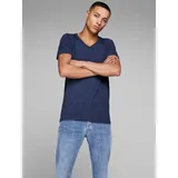 JACK & JONES T-Shirt Basic V-Neck in blauem Navy-L