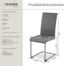 Tectake tectake® Set Schwingstuhl gepolstert mit Kunstlederbezug 41 x 52 x 99 cm