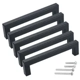 ElitVita Möbelgriff Edelstahl Schrankgriff Küchengriffe, mit 25 und 40mm Schrauben (15-St), Möbelgriffe für küchenschränke Schubladen, Schwarz/Silber schwarz 12.8 cm