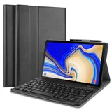 QYiiD Tastatur Hülle für Galaxy Tab A 10.5 (SM-T590 / T595 / T597), Leichte Schutzhülle mit Magnetisch Abnehmbarer QWERTZ Kabelloser Tastatur für Galaxy Tab A 10.5 (2018 Release), Schwarz