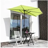 Sekey Balkonschirm 270 cm Sonnenschirm Halbrund Terrassenschirm mit Kurbel, UV50+ Schutz, Halbrundschirm für Balkon, Garten, Hof, Restaurant, Café, Biergarten grün