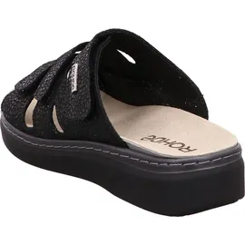 ROHDE Damen Pantolette aus Veloursleder mit drei Klettverschlüssen Abano 5221, Größe:41 EU, Farbe:Schwarz - 41