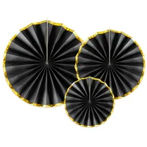 Partydeco 3 Dekofächer schwarz mit goldrand