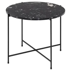 Avila Ecktisch Ø52 cm Marmor Dekor schwarz.